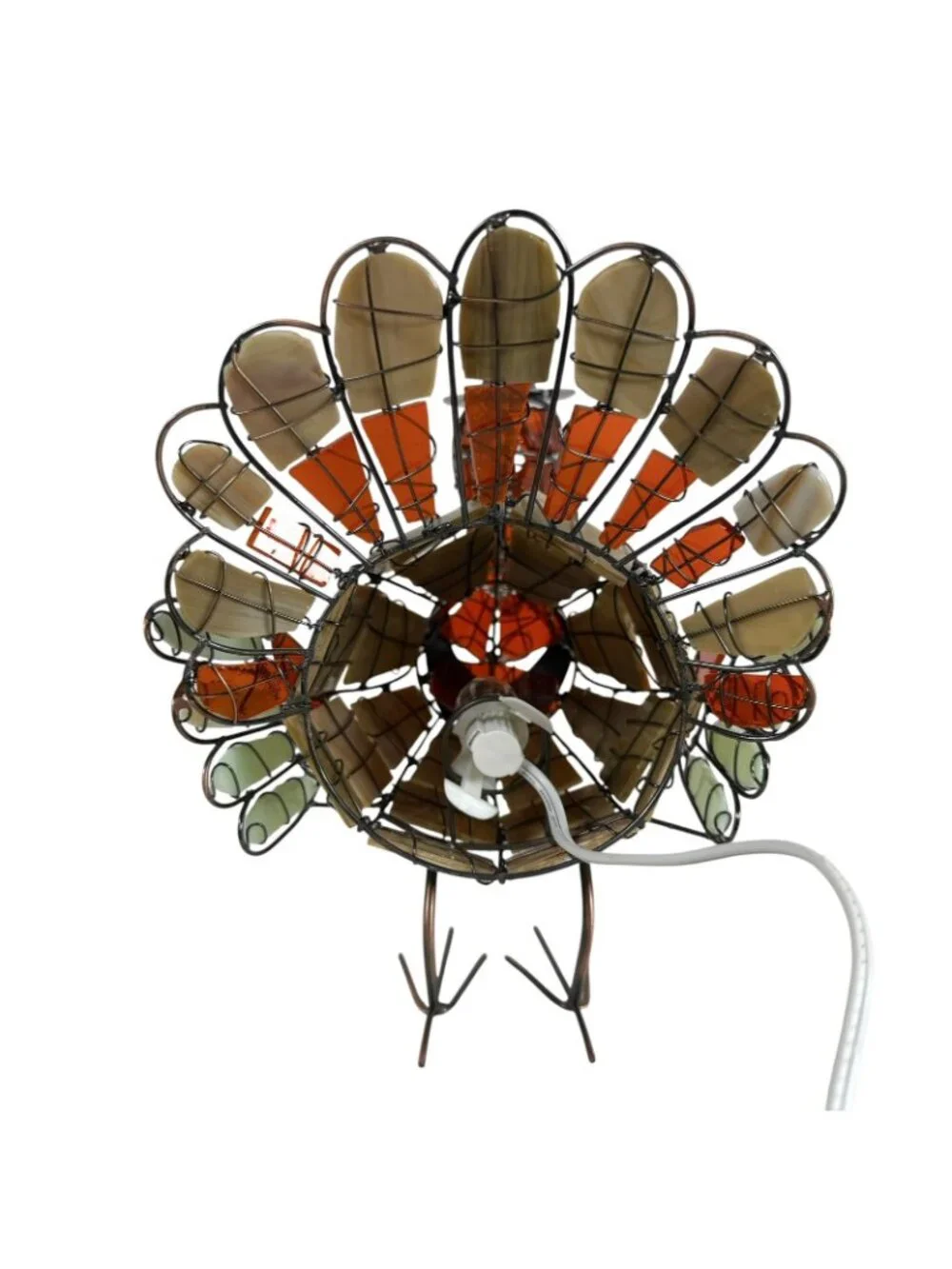 Cracker Barrel Stained Glass Turkey Lamp Thanksgiving Fall Rustic Cabin Decor